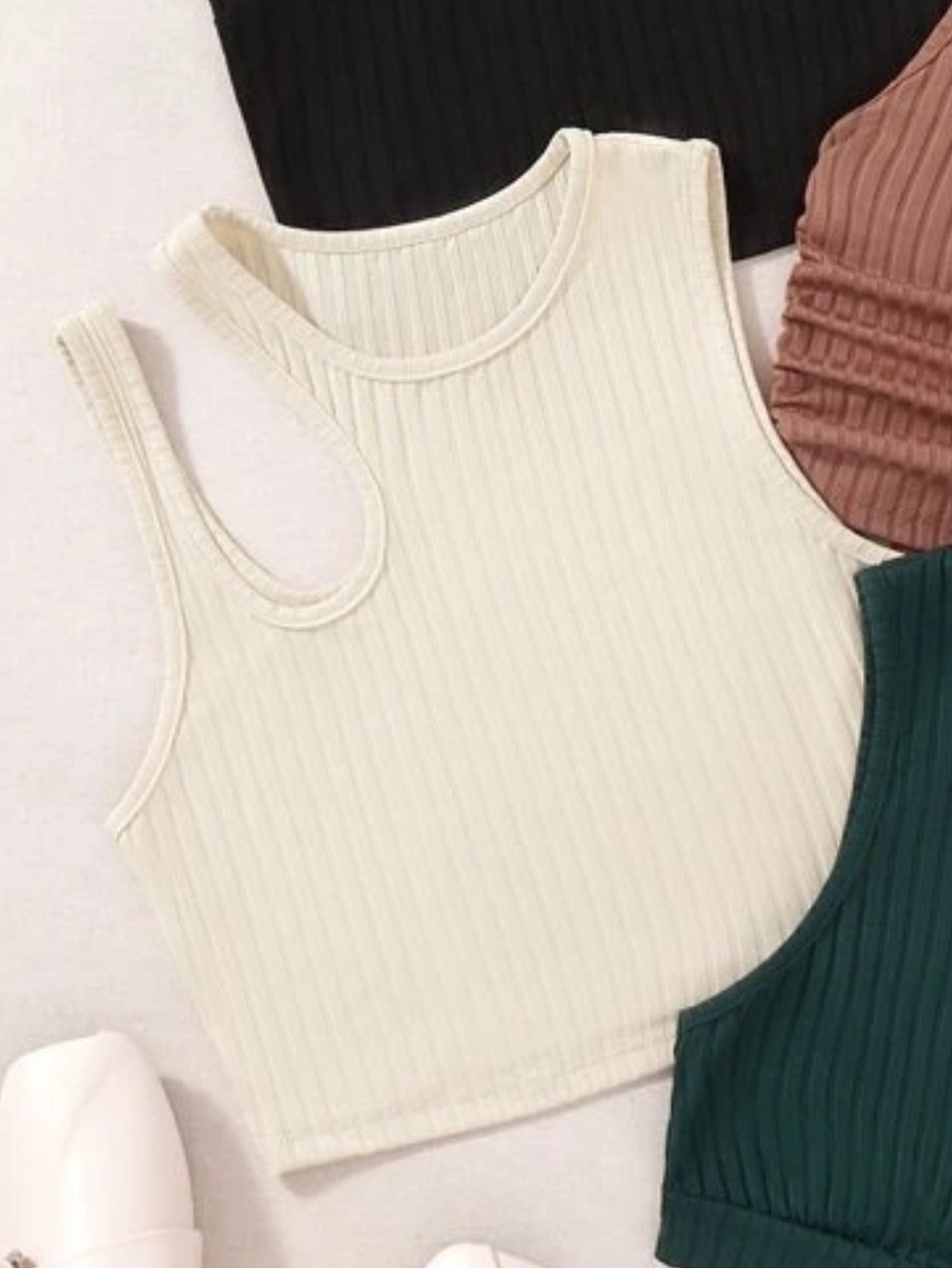 Shein Cream Sleeveless Crop Top